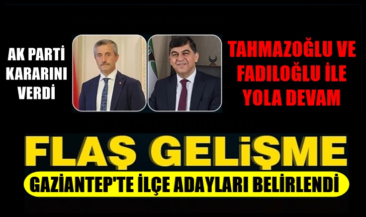  Gaziantep Büyükşehir Belediye Başkan Adayını belirleyen AK Parti’de, GBB adayı Fatma Şahin ve AK Gaziantep İl Başkanı Murat Çetin, Ankara’ya çağrıldı. Şahin ve Çetin’in görüşmesinin ardından AK Parti’nin Gaziantep Belediye Başkan Adayları da netleşti.   
